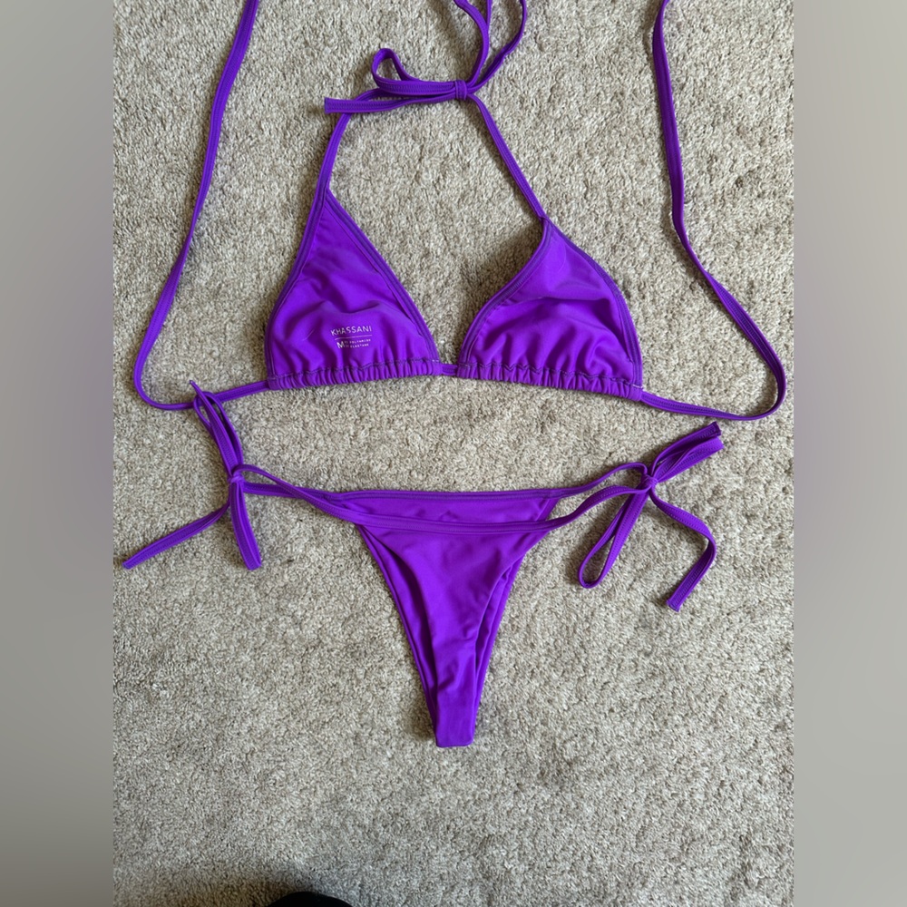 Khassani Purple Thong Bikini Set - Picture 4 of 4